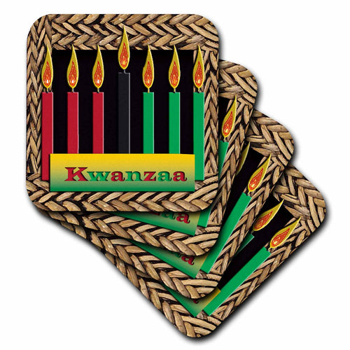 3dRose Beverly Turner Kwanzaa - Candles of Kwanzaa - Coasters (CST_26966)
